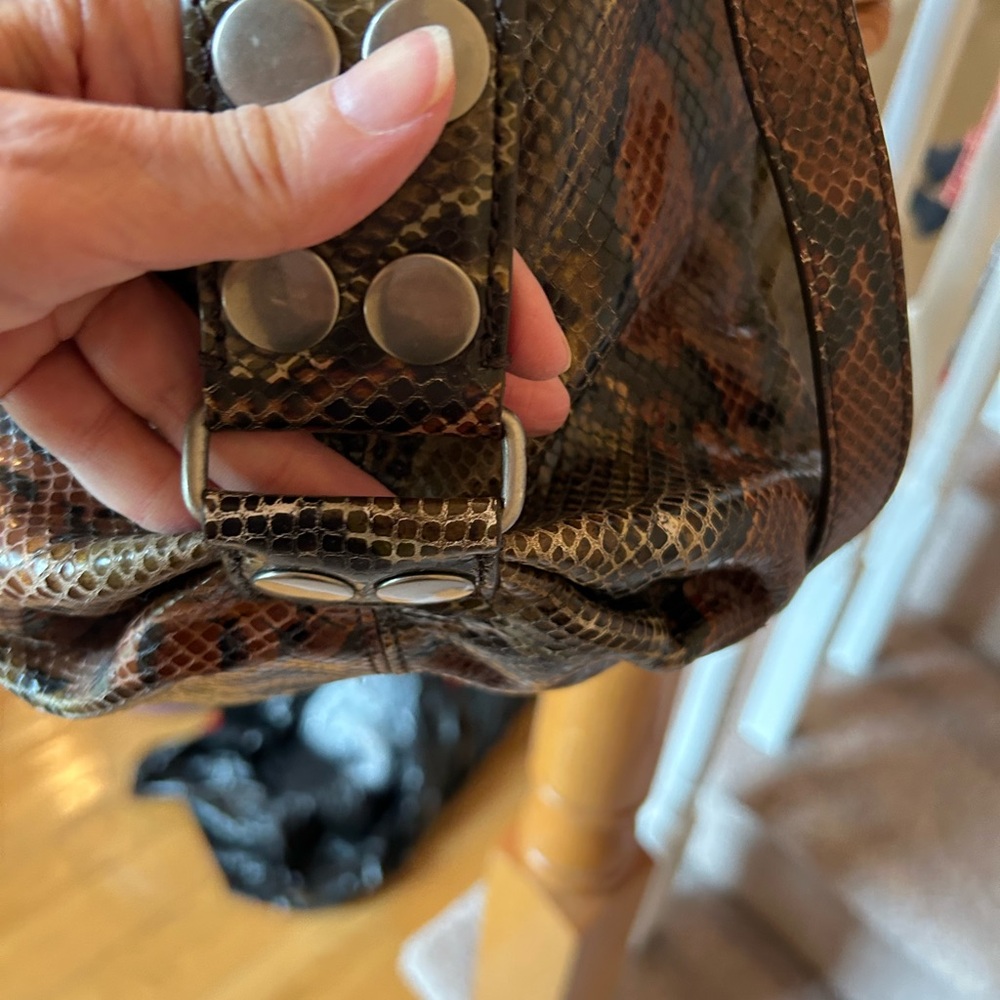Botkier Green and Brown Satchel with Exotic Snakeskin Pattern - Picture 10 of 16
